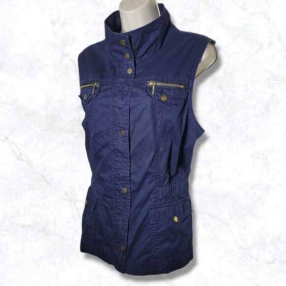 Inc. International Concepts Anorak Navy Blue Denim Vest Jacket - Picture 3 of 7